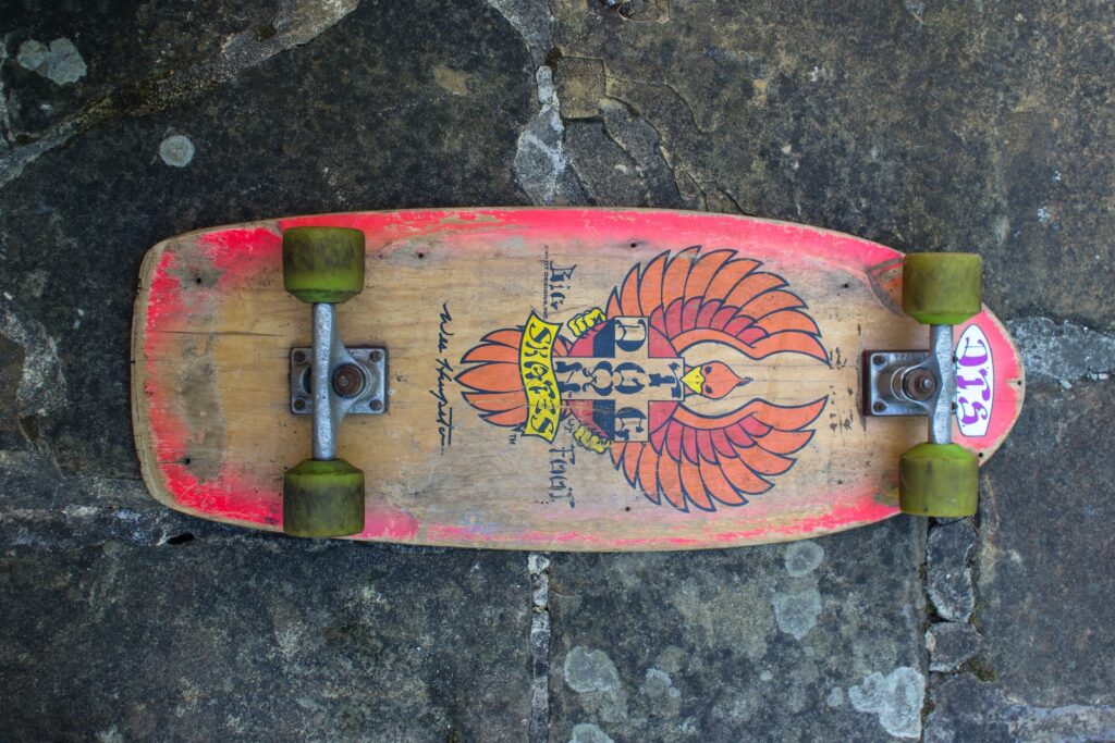 a skateboard with a colorful design on it